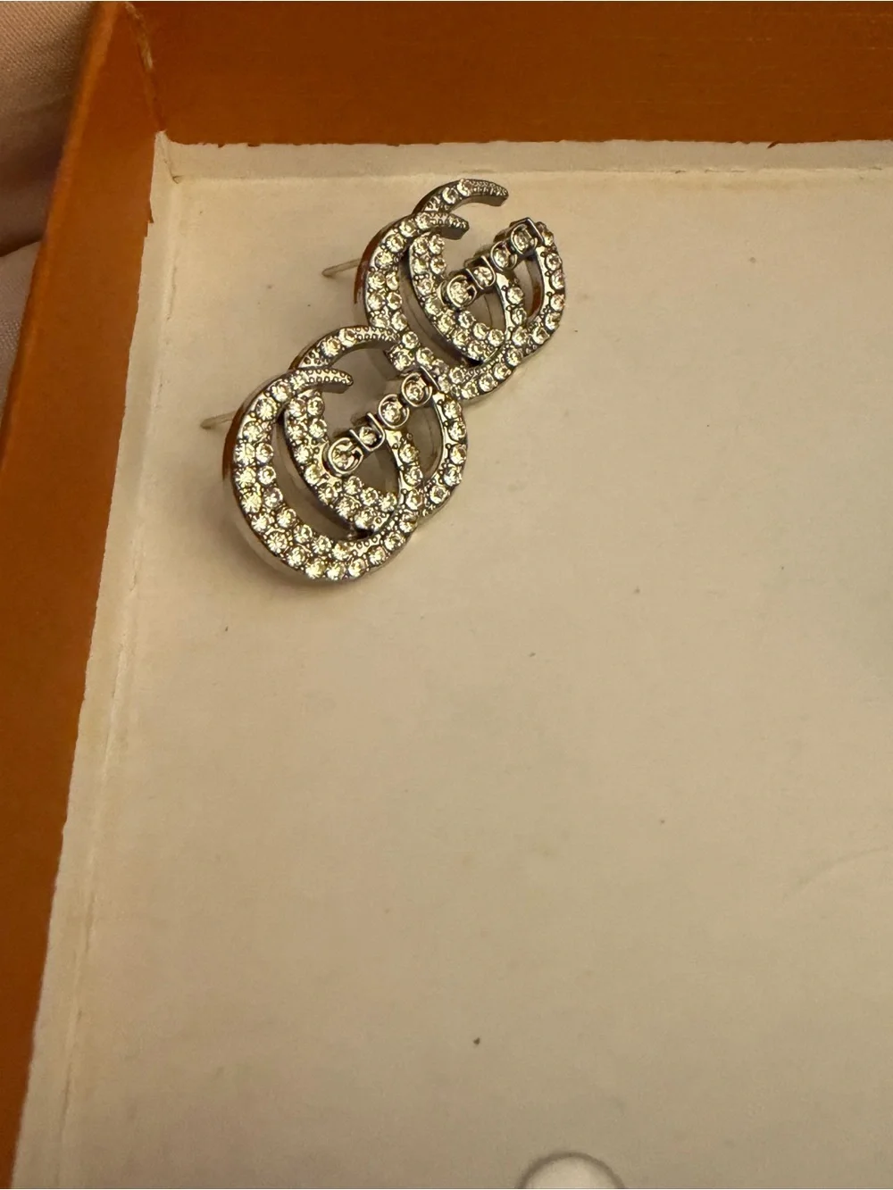 Crystal Post Earrings Brooch in Silver Tone, fashion jewelry